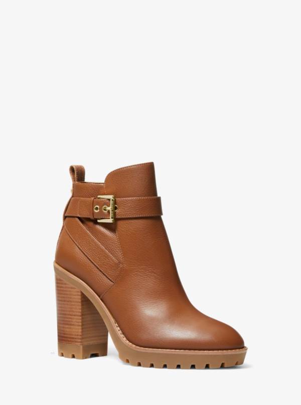 Damske Clenkove Cizmy Michael Kors Clancy Leather Hnede - Topanky Michael Kors Outlet | YADVP-1036